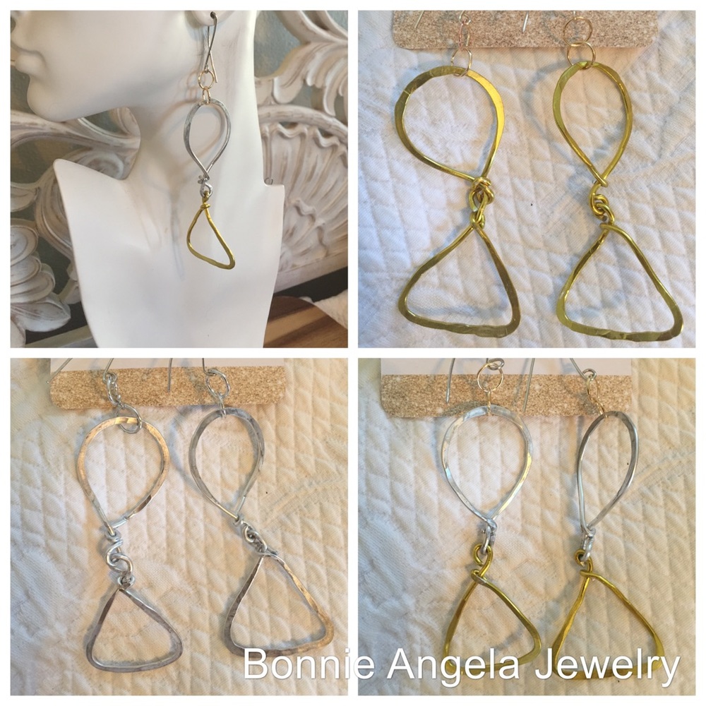 Big Teardrops and Triangles Dangle Earrings